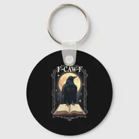 F-Caw-F Crow Funny Halloween Raven Moon Keychain