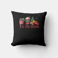 Tis The Season Hockey Christmas Coffee Santa Throw Pillow