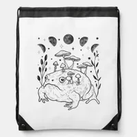Academia Moon Witchy Goblincore Aesthetic Frog Drawstring Bag