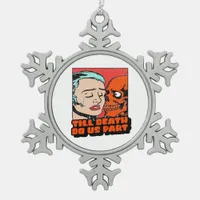 Until Death Do Us Part Classic Snowflake Pewter Christmas Ornament