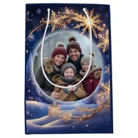 Magical Christmas time - golden snowflakes, photo Medium Gift Bag