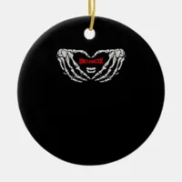 Skeleton Hands Folded In A Heart Funny Halloween Ceramic Ornament