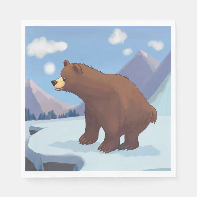 Brown bear in the mountains napkins