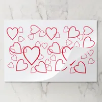 Placemat pad - Heart Outlines in Red