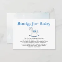 Rocking Horse Blue Boy Baby Shower Book Request Enclosure Card