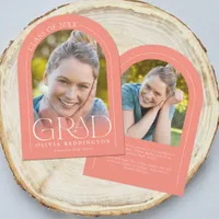 Modern Coral 2 Photo Arch Graduation Announcement