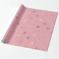 Pink and Gold Paris Foil Rose Pattern Wrapping Paper