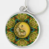 Peacock Pattern YinYang Mandala Keychain