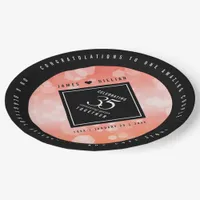 Elegant 35th Coral Wedding Anniversary Celebration Paper Plates