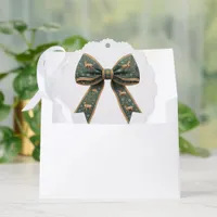 Reindeer Bow Christmas Holiday Ornament Card