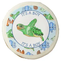 Sea Turtle Under the Sea Themed Baby Shower Sugar Cookie