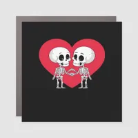 Valentines Day Funny Skeleton Hand Heart  Car Magnet