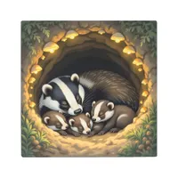 Cute  Badger Family Napping Metal Print