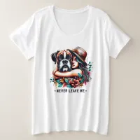 Woman Hugging Bulldog in Hat Plus Size T-Shirt