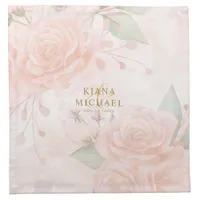 Soft Blush Roses V1 ID828  Cloth Napkin
