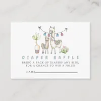 Watercolor Llama themed Baby Shower Diaper Raffle Enclosure Card