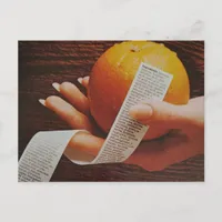 A Vintage Hand Holds Orange Long Ingredients List  Postcard