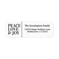 Modern Minimalist Peace Love Joy Holiday Label