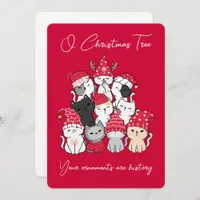 Funny Cat Ornaments are History Christmas Holiday Card