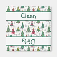 Whimsical Christmas Trees Dishwasher Clean/Dirty Magnet