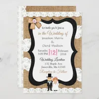 Lace and Burlap Wedding Invitation