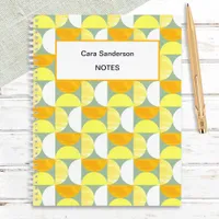 Bright Mid Century Modern Abstract Semicircles Notebook