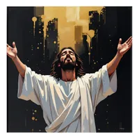 Jesus Christ Our Savior | Black and Gold Acrylic Print