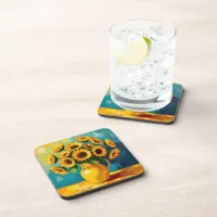 Keeping in Touch | Yellow Sunflowers Beverage Coaster