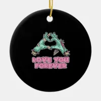 Zombie Classic - Skeleton Heart And Hands Ceramic Ornament