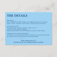 Cornflower Blue QR Code Wedding Details Enclosure Card