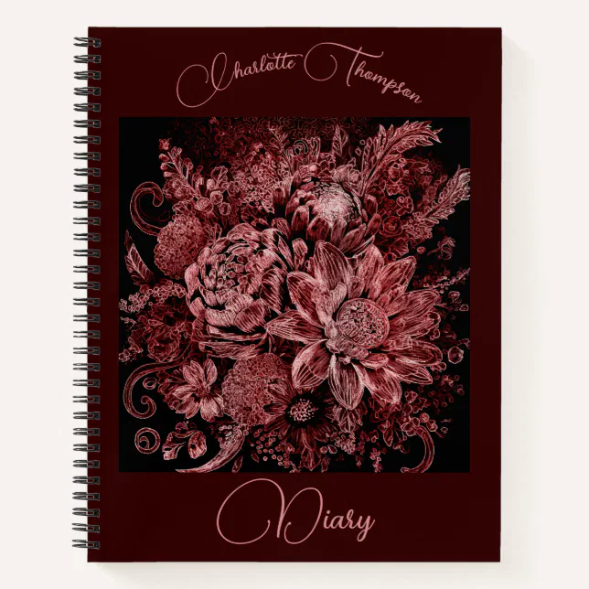 Flower bouquet engraved - Diary Notebook