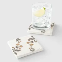 Golden Flowers Stone Coaster