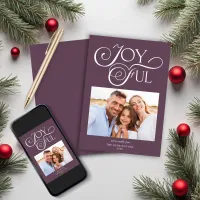 Modern Purple Christmas Joyful Holiday Photo