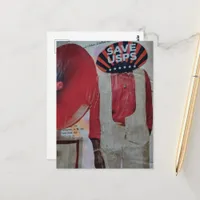 Save Mail Surreal man Mixed Media Collage Postcard