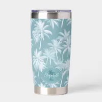 Hawaiian Palm Tree Silhouette Pattern Teal ID1093 Insulated Tumbler