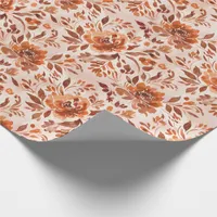 Abstract Floral Watercolor Pattern Autumn Colors Wrapping Paper