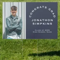 Congrats Grad 2025 Male Photo Navy Sign
