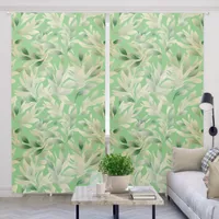 Soft Green foliage leaves on Green | Blackout Curtains