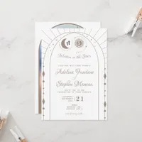 Celestial Moon & Sun Monogram Crest RSVP QR Code Invitation