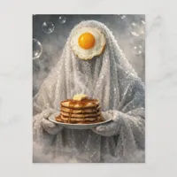 Surreal Breakfast pancakes and eggs bubble ghost  Postcard