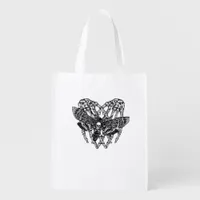 Deathshead Moth Classic - Skeleton Hand Heart Grocery Bag