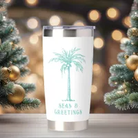 Tropical Palm Tree Seas and Greetings Christmas Insulated Tumbler