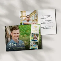 Graduation 4 Photo Collage Gold Foil Announcement