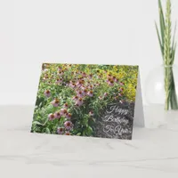 Happy Birthday Pretty Purple and  YellowFlowers Card