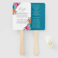 Watercolor Floral Fiesta Wedding Program Hand Fan