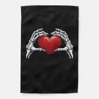 Skeleton Hands Holding A Red Heart Design Classic Garden Flag