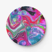 Marble Colorful Fluid Art  Paper Plates