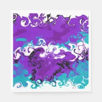 Personalized Purple Waves Fluid Art Birthday   Napkins