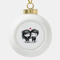 Till Death Do Us Part Classic – Autumn Love Story Ceramic Ball Christmas Ornament