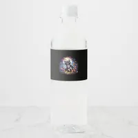 Whimsigoth Raccoon By Moonlight, Cute Colorful Fan Water Bottle Label